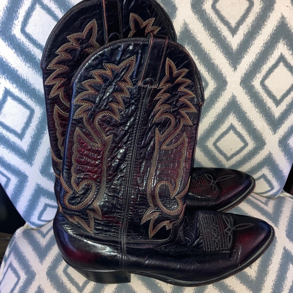 Laredo Embroidered Black Leather‎ Western Cowboy Boots 12EE